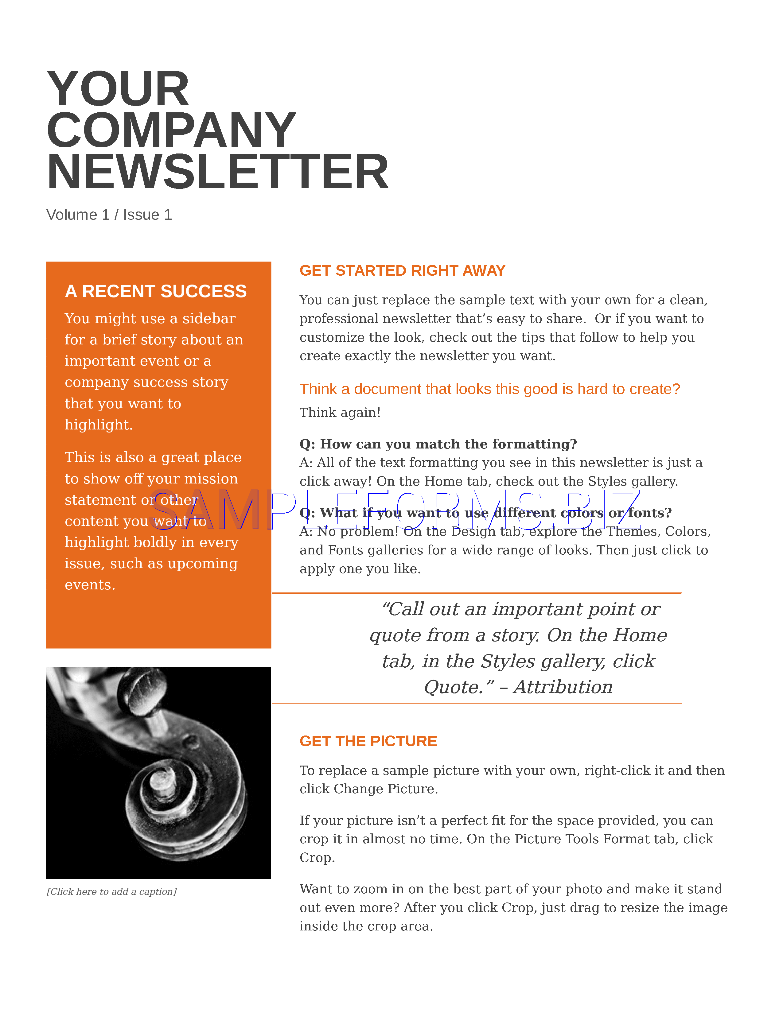 Preview free downloadable Company Newsletter 1 in PDF (page 1)